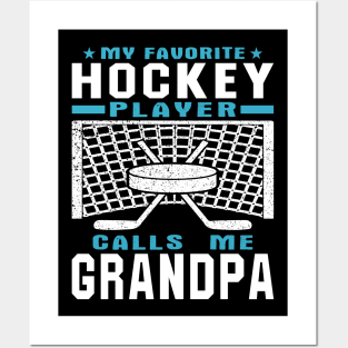 My Favorite Hockey Player Grandpa Grandparent Text Posters and Art